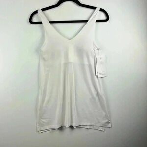 Athleta XS NWT ESSENCE SUPPORT TOP MSRP $69 WHITE WITH V NECK SLEEVELESS